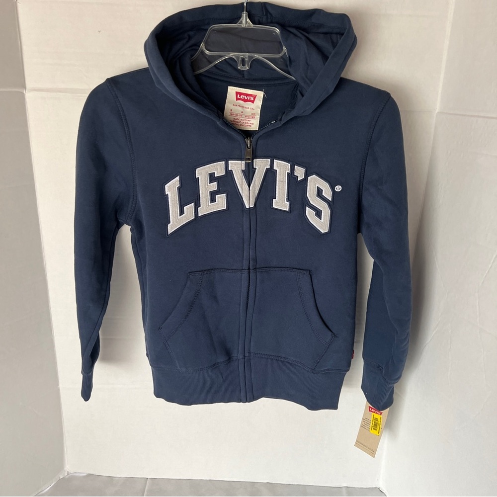 NWT Levi's Boys' Zip Up Navy Hoodie Size Small (8-10)